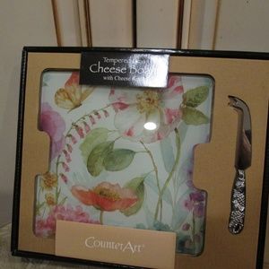 Tempered Glass CHEESE BOARD with CHEESE KNIFE